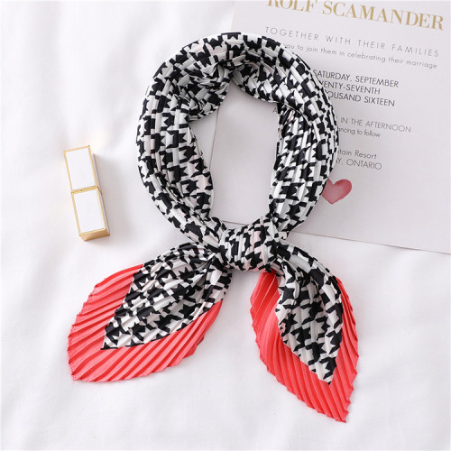 Custom Folds Small Silk Scarf Ladies Wild Decorative Winter Square Scarf Wrinkle Wholesale Neckerchief Scarf