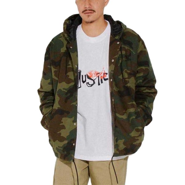 OEM custom printing lightweight hooded windproof quilted outdoor camo jacket for men