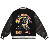 OEM Custom black wool chenille embroidered patches baseball varsity bomber letterman jacket for men