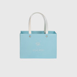 T Blue Transparent Window on the Front Shopping Paper Box with Strong Handle