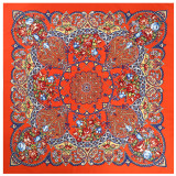 Bohemian soft headscarf travel twill silk satin pattern square scarf ladies shawl