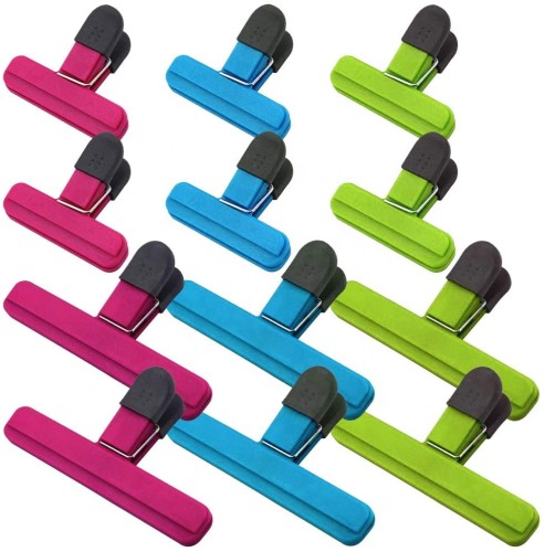 Pack Of 12 Colorful Plastic Chip Bag Clips Seal Pour Food Storage Bag Sealing Clip