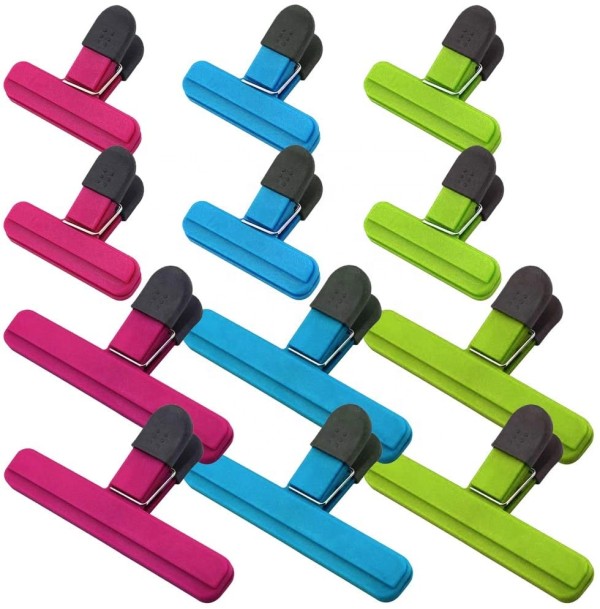 Pack Of 12 Colorful Plastic Chip Bag Clips Seal Pour Food Storage Bag Sealing Clip
