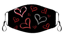 Factory custom logo printed love face maskes comfortable breathing cotton cloth black maskes for Valentine's Day women gift