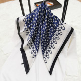 Spring and summer simple circle point small satin silk printed square scarf female occupation matching