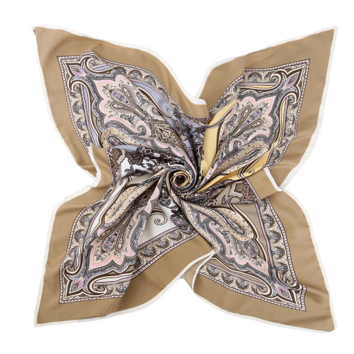 European and american cashew women's silk satin shawl heavy twill 100cm square scarf