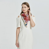 2021 New 130*130cm Luxury Women Cashew Print Square Twill Silk Scarf Gift Fashion Female Shawls Wraps