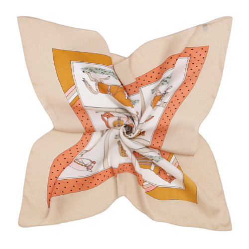 Printed ten horse women's silk scarves professional decorative square scarf ladies