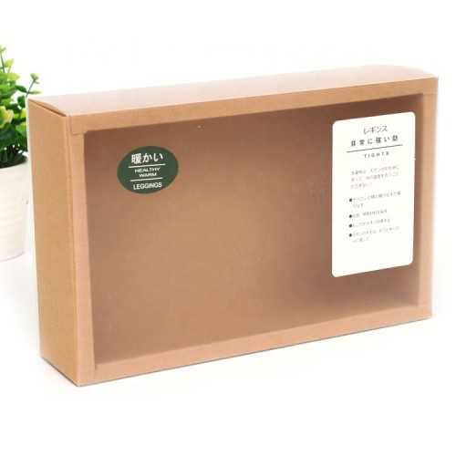 Custom Kraft Paper Box With Window Packaging Box For Sock Underwear
