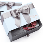Lovely custom pure color design drawer slide valentine gift flower and ring packing box with paper bag