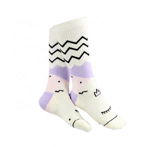 Wholesale Cute Smile Face Knee High Custom Combed Cotton Men Terry Socks