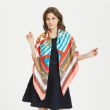 130*130cm New Twill Silk Scarf Design Bandana Chain Printing Scarf Women Shawls Luxury Brand Women Wraps Silk Scarves
