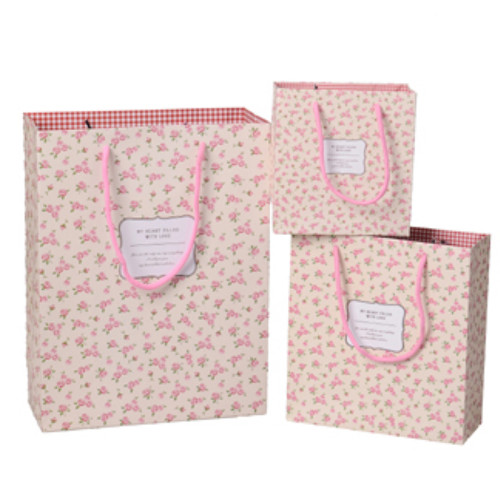 2021 New Cherry Blossom Pattern Shopping Paper Bags With Your Own Logo