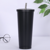 New coffee cup 750ML 304 Stainless Steel Double Wall Vacuum coffee cup with lid and straw