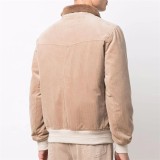 OEM custom men's flight windbreaker print outdoor bomber jacket in corduroy faux fur lapel
