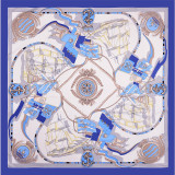 Hand painted sailboat travel women's twill silk shawl outdoor square satin scarf