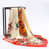Custom Print Retro Ethnic Big Square Scarf Multiple Patterns Silk Scarf Shawl Scarf Headscarf
