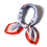 Custom air hostess square silk scarf cartoon pattern cute female professional silk scarf decoration scarf