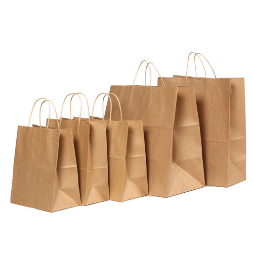 Customized Shopping Food Brown Gift Kraft Paper Bags With Handle