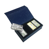 Rigid matt navy blue printing custom brand magnet tea tin gift packing box