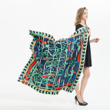 African Silk Scarf 130cm X 130cm Printed Square Twill Ladies Silk Scarves Long Silk Scarf Hair Tie For Women