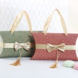 Custom wedding candy paper box gift packaging lace pillow paper box with handle