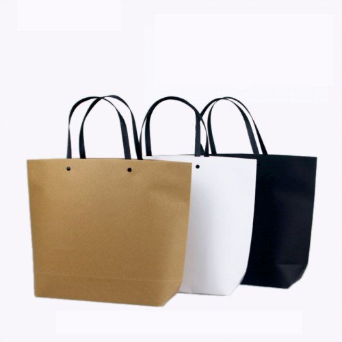 Custom logo printed  Packaging Kraft Paper Brown  white black shopping bag luxury gift paper bags