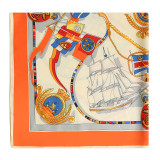 Hand painted sailboat travel women's twill silk shawl outdoor square satin scarf