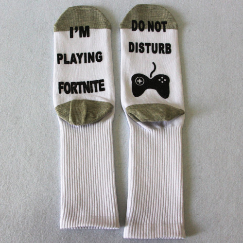 Amazon Wish Hot Sale Three-Dimensional Letter Offset Printing Game Short Or Tube Socks
