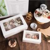 Manufacture Luxury Transparent White Box Packaging Dessert Foldable Cake Box Clear