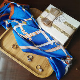 Custom korean orange belt scarves decorative bags women silk design square scarf