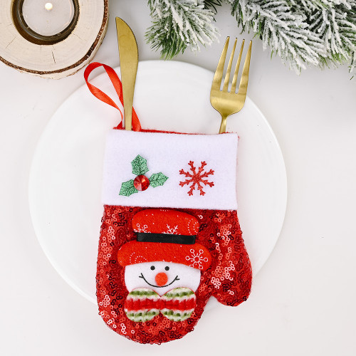 New Christmas Decorations Sequins Cartoon Old Man Snowman Flannel Sequin Socks