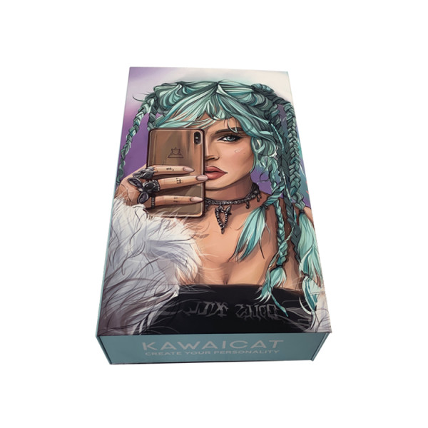 Small Luxury Blue Foldable Cardboard Phone Case Paper Packaging Custom Logo Rigid Magnetic Gift Box