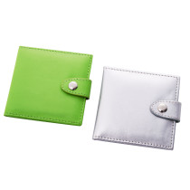 Wallet pu leather compact mirror travel pocket mirror cosmetic mirror with customized logo