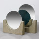 Double Sides Tabletop Glass Makeup Mirror Nordic Concretes Base Round Makeup Mirror