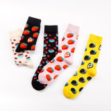 2019 new summer Strawberry design cute colorful  cotton fashion funny woman  custom wholesale happy socks