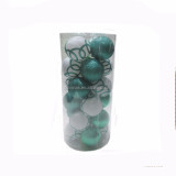 8cm shiny peacock green/matt white plastic christmas ball with musical notes painting