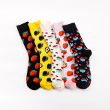 2019 new summer Strawberry design cute colorful  cotton fashion funny woman  custom wholesale happy socks
