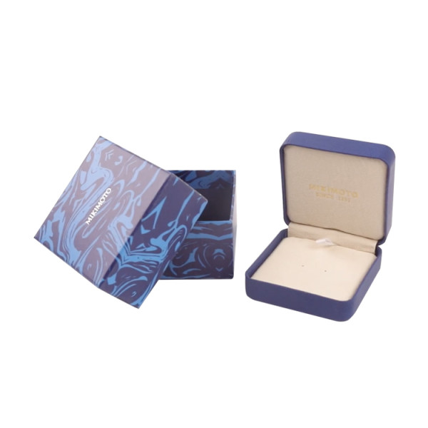 Custom Logo Small Jewelry Packaging Blue Cardboard Bracelet Necklace Ring Earrings Gift Box