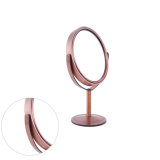 Cosmetic Beauty Stainless Iron Single Side Mirrors Desktop Oval Makeup Mirror With Tray Base