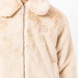 OEM custom logo  faux-fur zip-up casual windbreaker college winter varsity bomber jacket for men