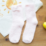 Coral hair bow autumn female home thermal sleep socks thickened loop wholesale bowknot  floor socks