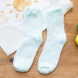 Coral hair bow autumn female home thermal sleep socks thickened loop wholesale bowknot  floor socks