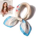 Custom air hostess square silk scarf cartoon pattern cute female professional silk scarf decoration scarf