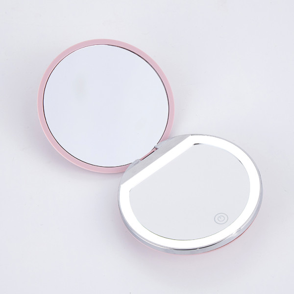 LED double sided power bank pocket mirror for travel makeup vanity hollywood lighting mirror