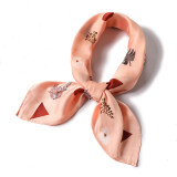 Pastoral style fashion square scarf ladies professional flower leaf pattern silk scarf student scarf 70cm