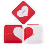 The Best Gift Mirror Pu Leather Heart-shaped Pattern Pocket Mirror With Logo