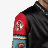 OEM custom logo patch  embroidered bomber wool print varsity baseball jacket for men