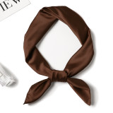 New silk hand feeling square scarf custom pure color fashion wild decoration small scarf stewardess professional silk scarf