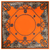New printed fashion small shawl twill silk chain fringe printed ladies big pleated square scarf